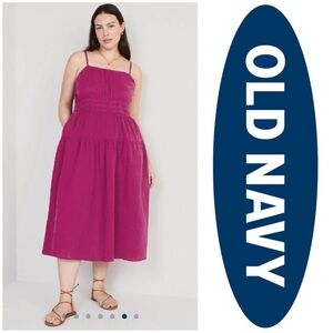 Old Navy Waist Defined Gauzed Dress with Pockets